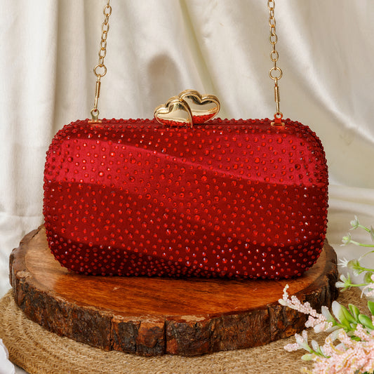 Esabelle Red Capsule Clutch