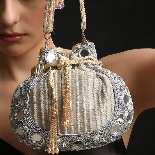 Mirror Silver Potli Bag