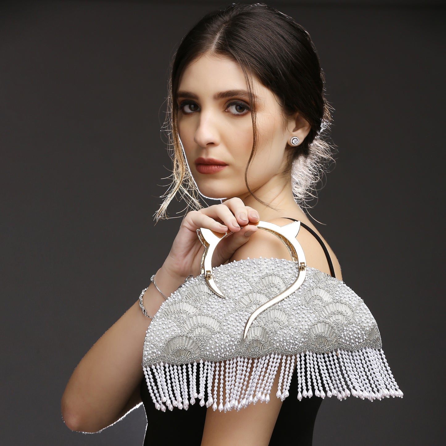 Thea Silver Halfmoon handbag