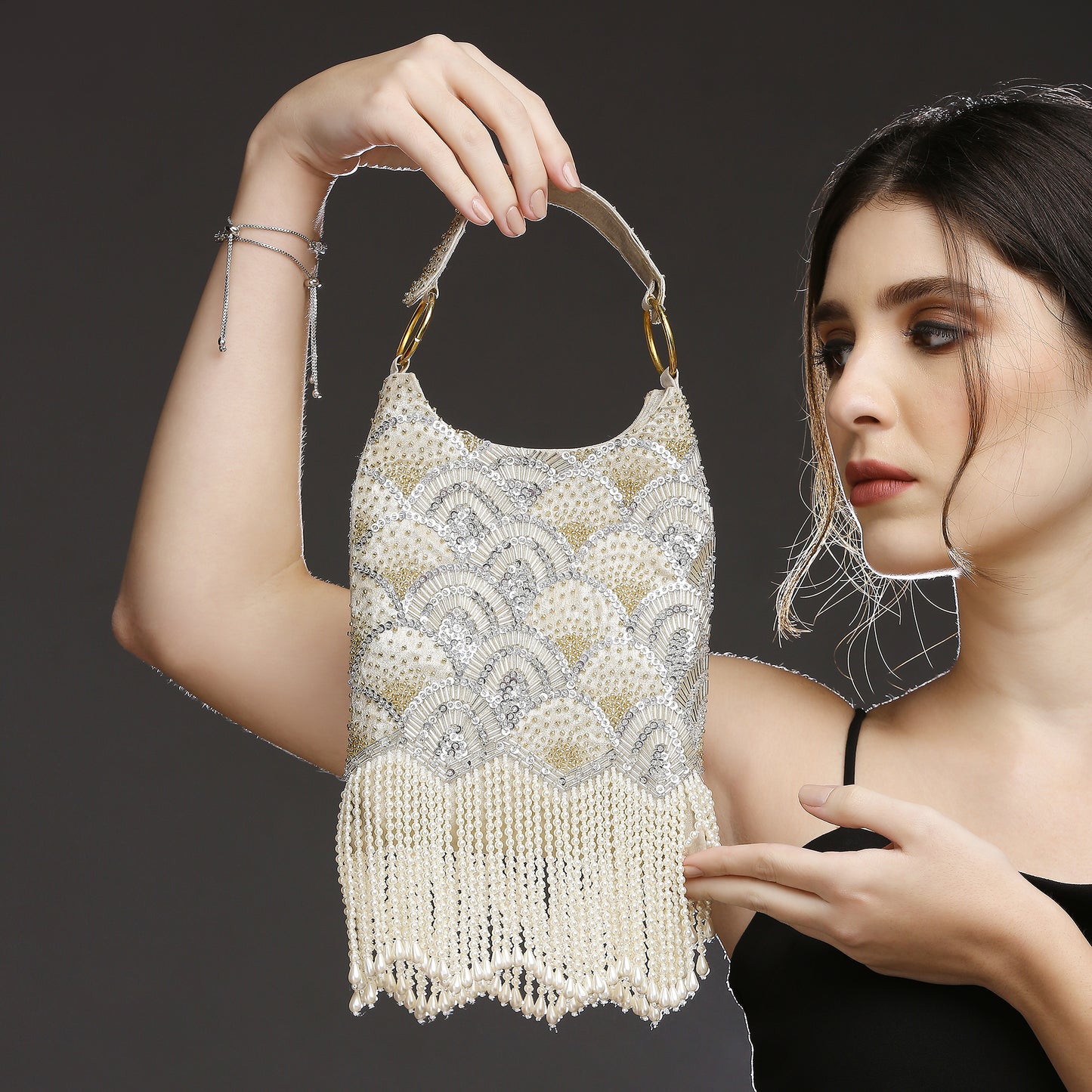 Ira Gold embellished handbag