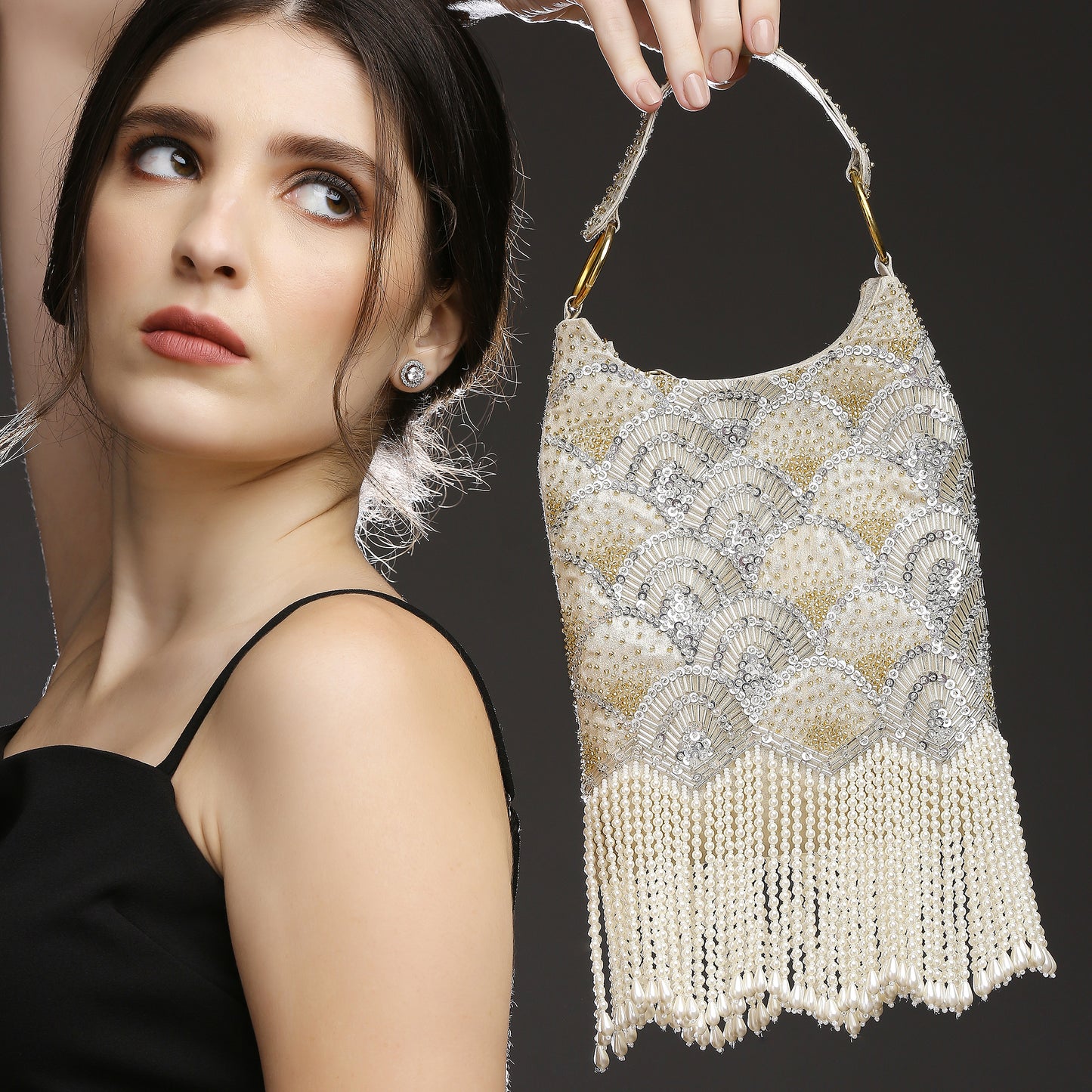 Ira Gold embellished handbag