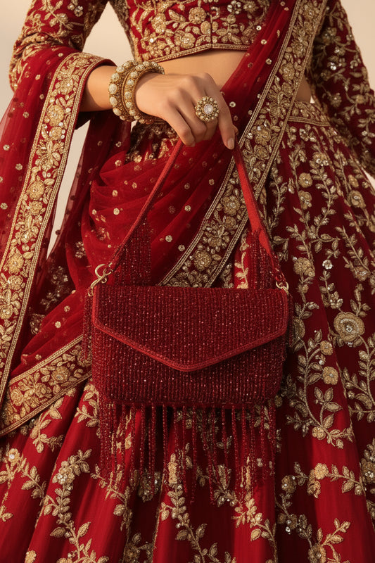womens red clutch bag
