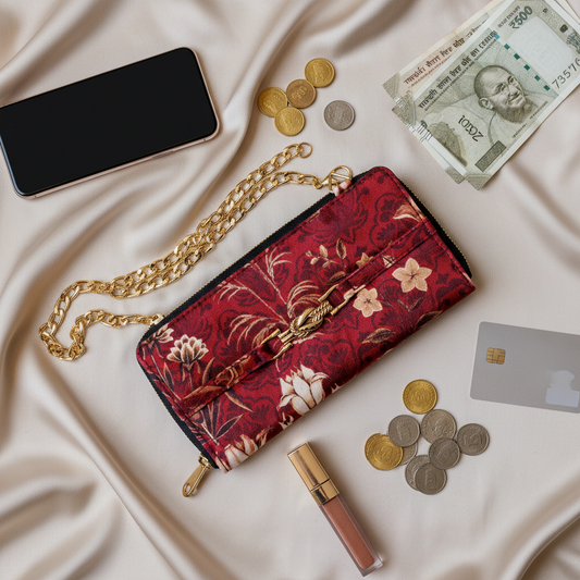 Floral Print Red Wallet