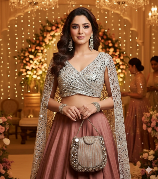 Mirror champagne Rose Gold Mini Handbag