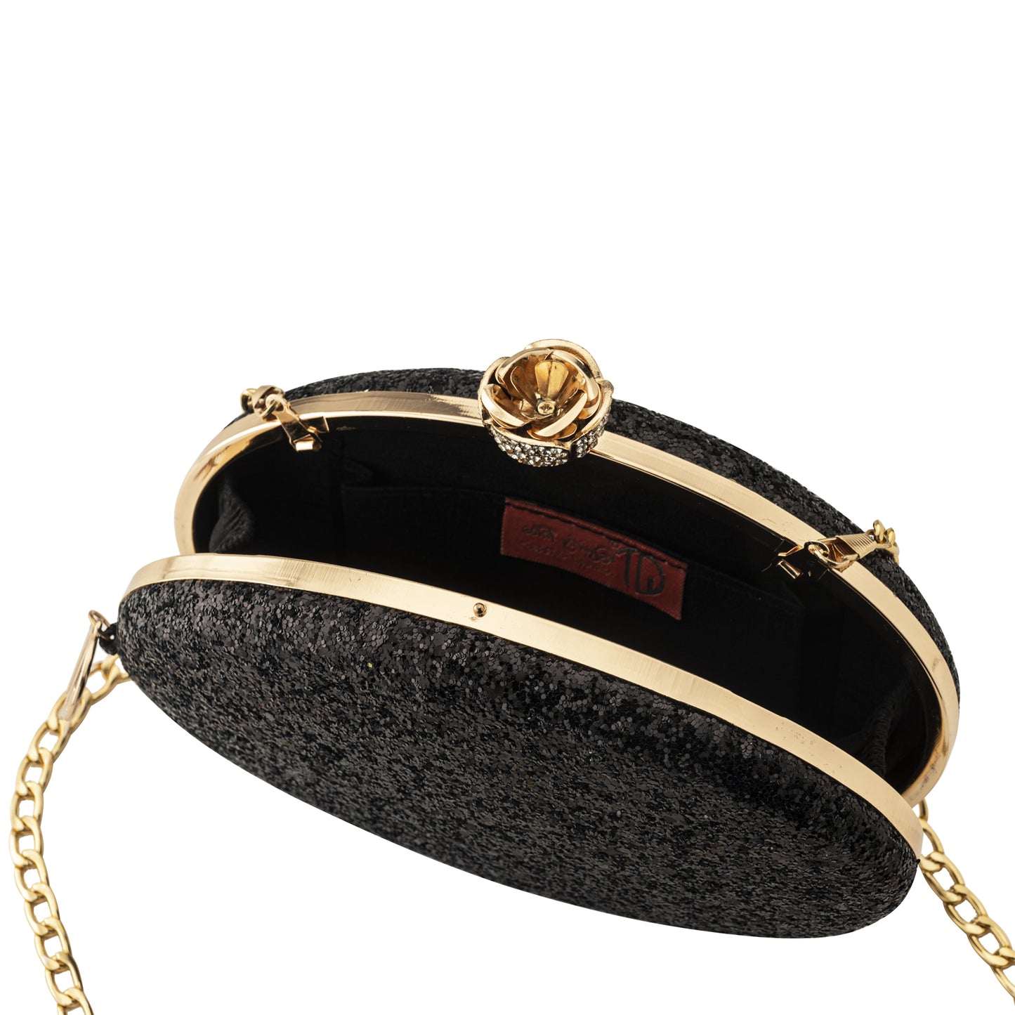 Elisa Oval Black Clutch bag