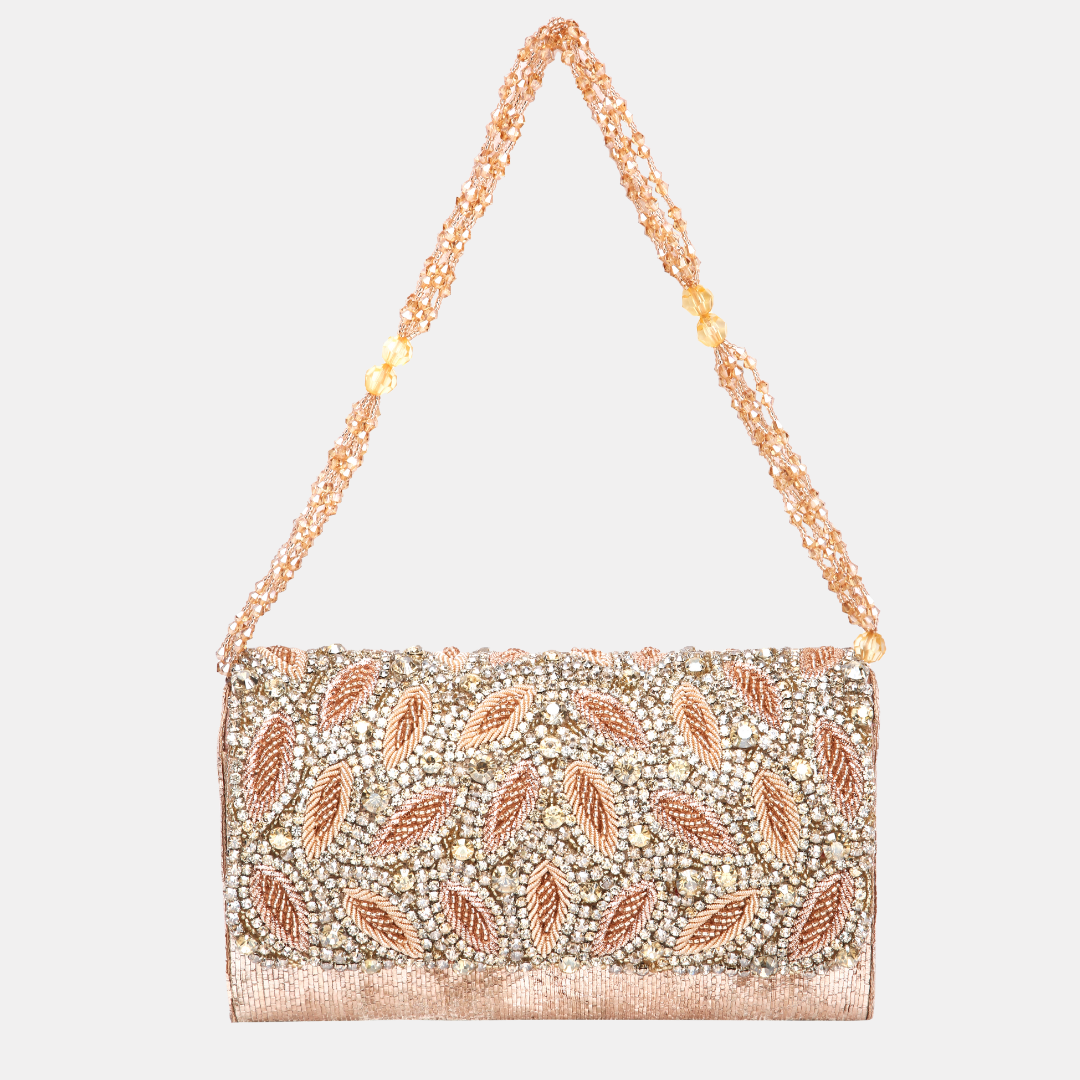Liesha Rosegold Embellished Clutch bag