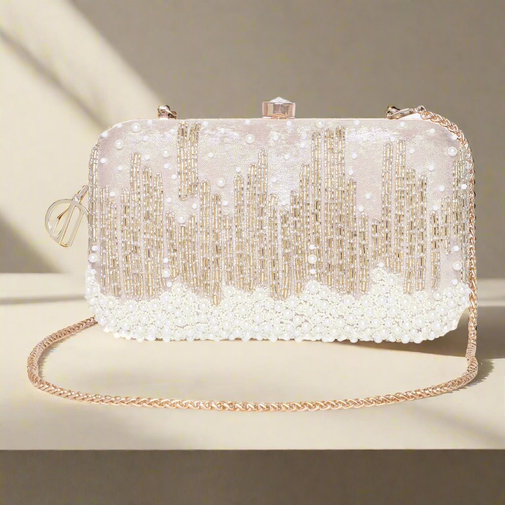 Grace Embellished Rosegold Clutch bag