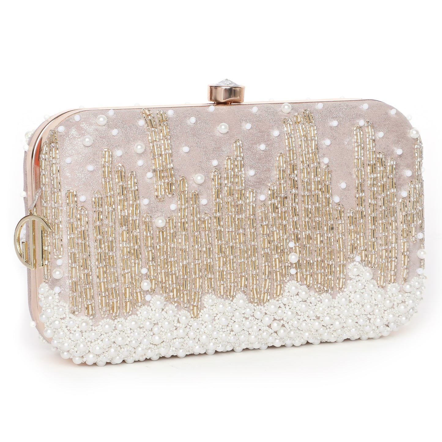 Grace Embellished Rosegold Clutch bag