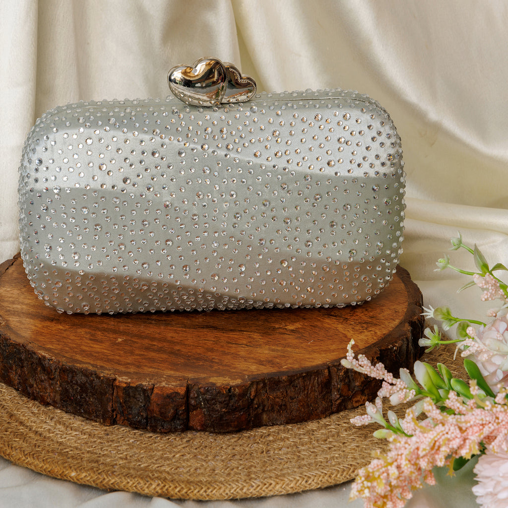 ladies silver clutch