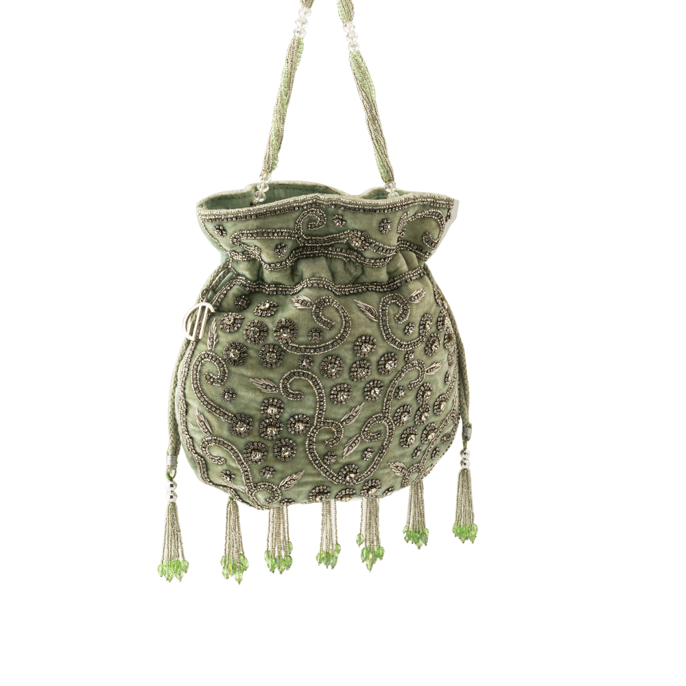 Ava Green Velvet Potli