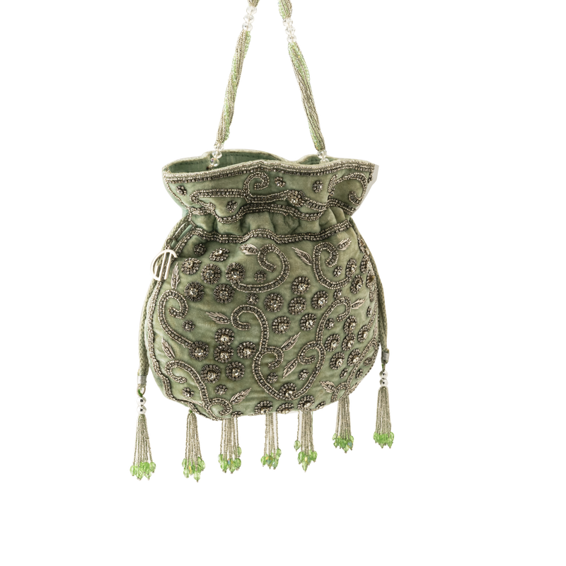 Ava Green Velvet Potli