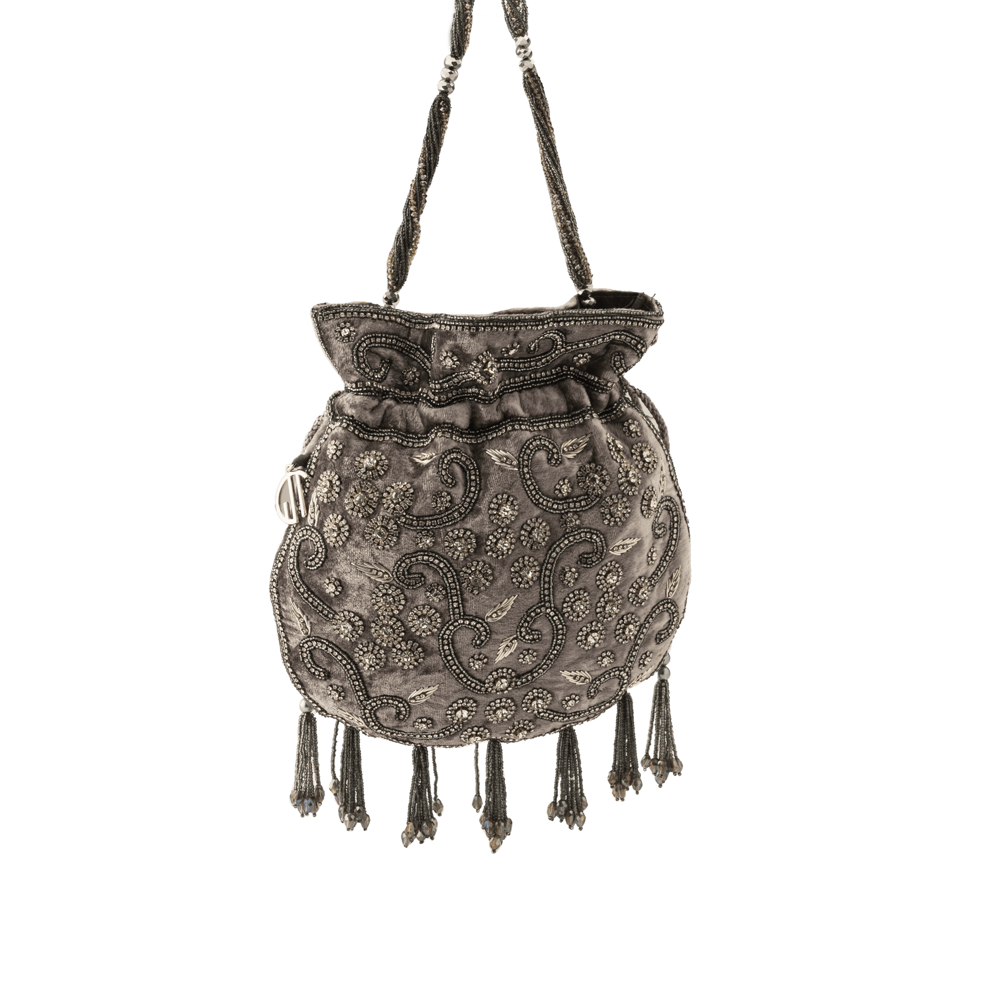 Ava Grey Velvet Potli