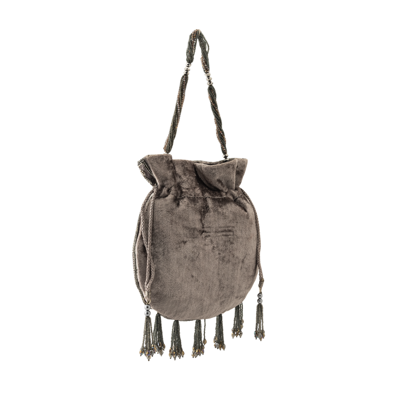 Ava Grey Velvet Potli