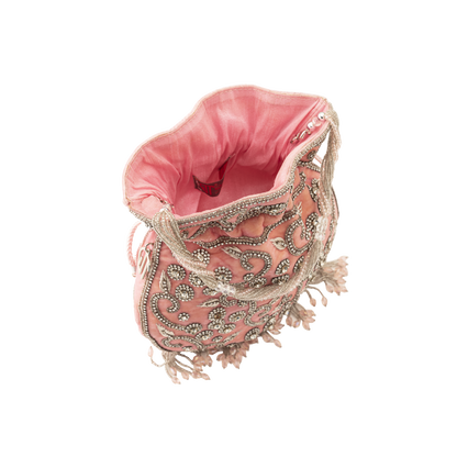 Ava Pink Velvet Potli