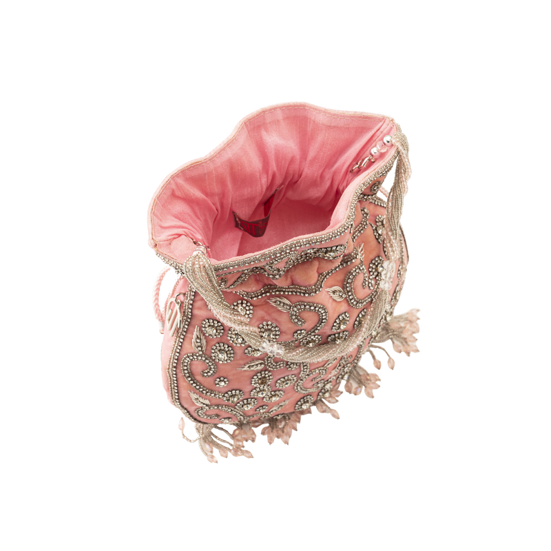 Ava Pink Velvet Potli