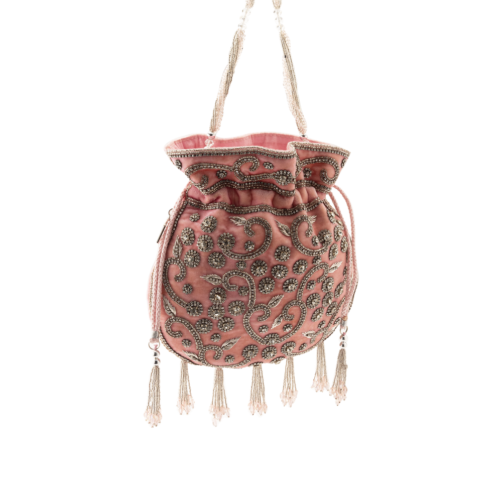 Ava Pink Velvet Potli