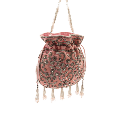 Ava Pink Velvet Potli