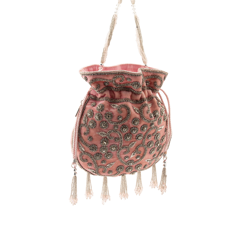Ava Pink Velvet Potli