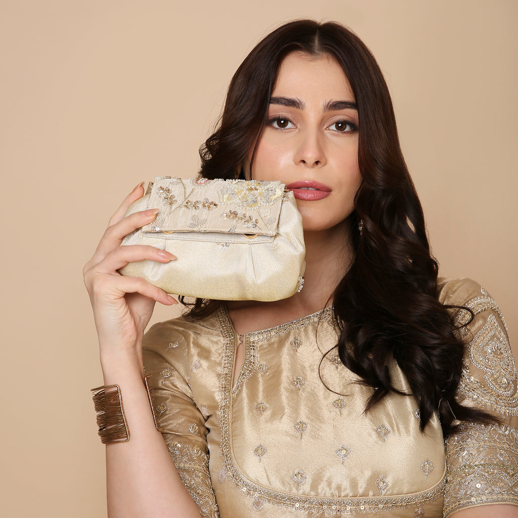 Floral Beige Mini Handbag