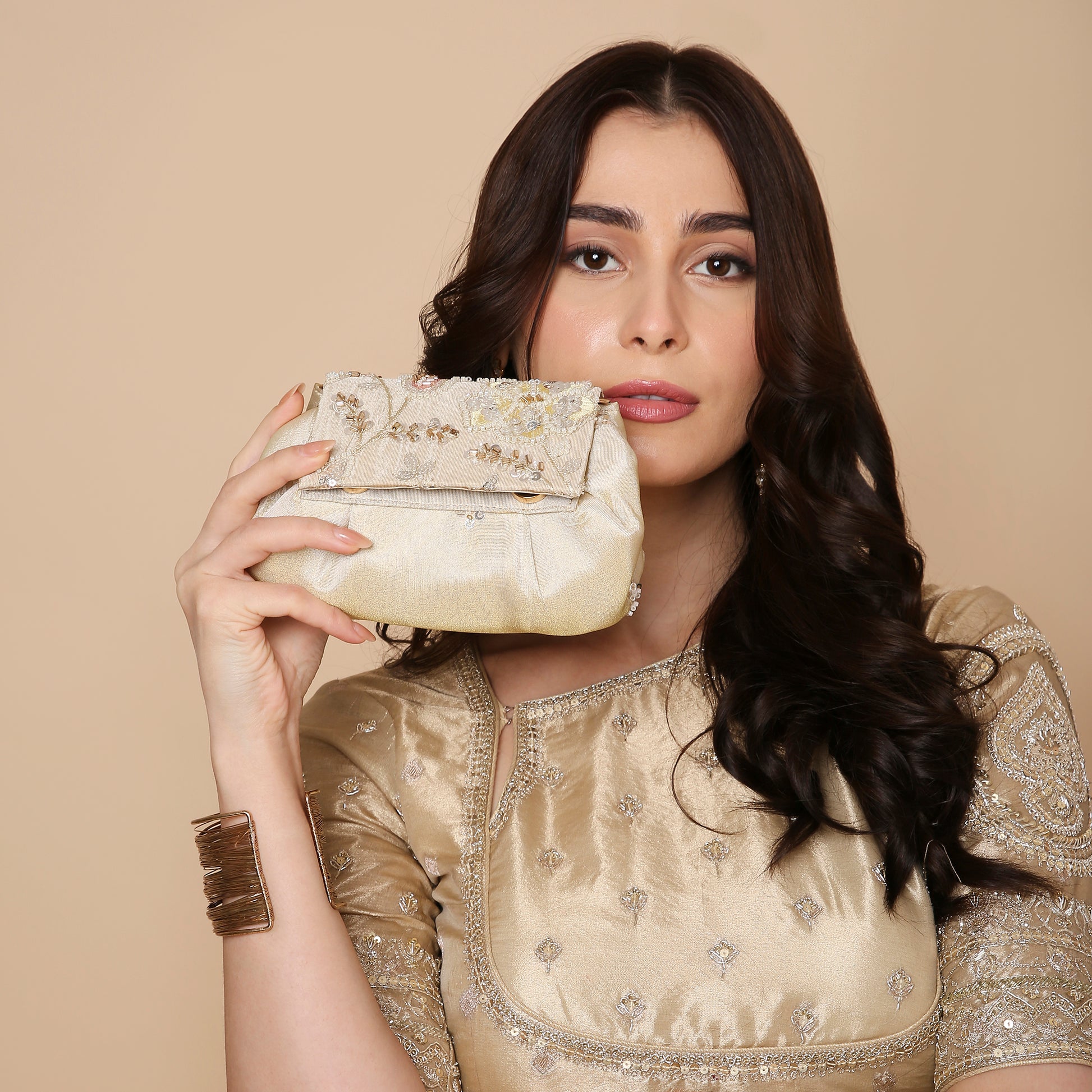 Floral Beige Mini Handbag