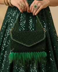 Annie Green Fur Clutch Bag
