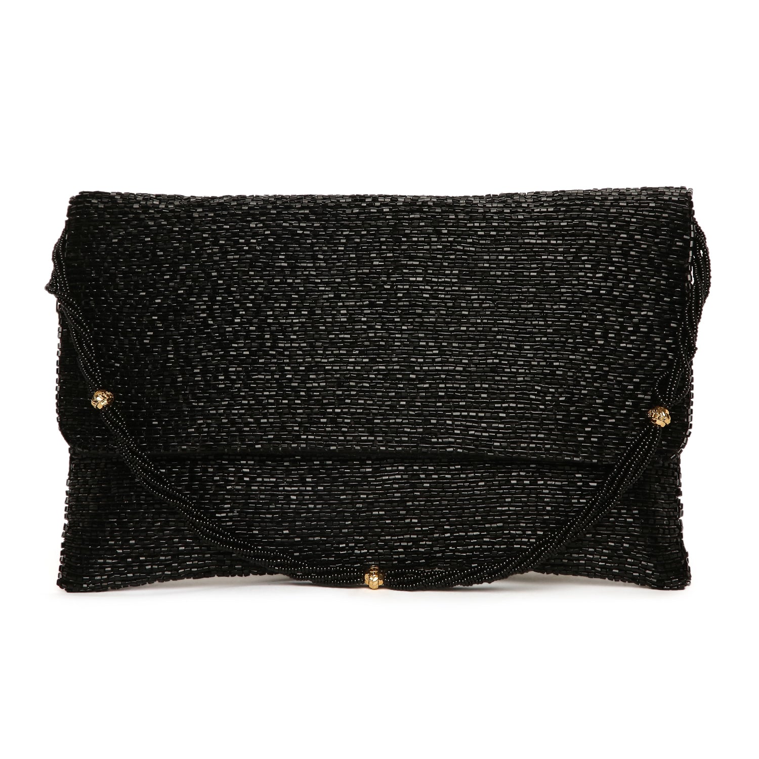 Faux Leather Clutch purse in Black with Chain - Beyond Bags