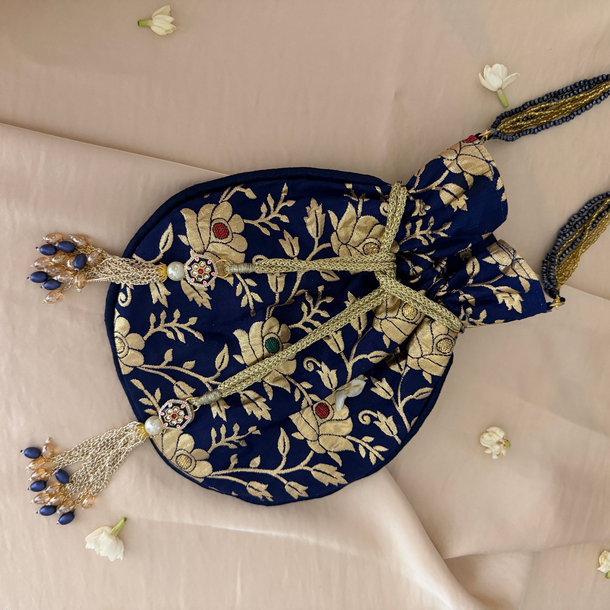 Banarasi Blue Floral Potli