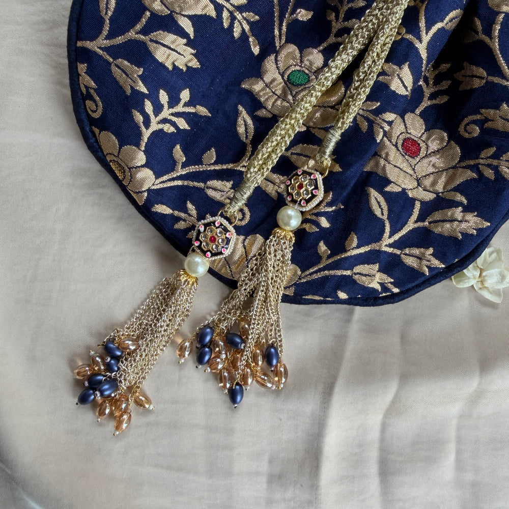Banarasi Blue Floral Potli