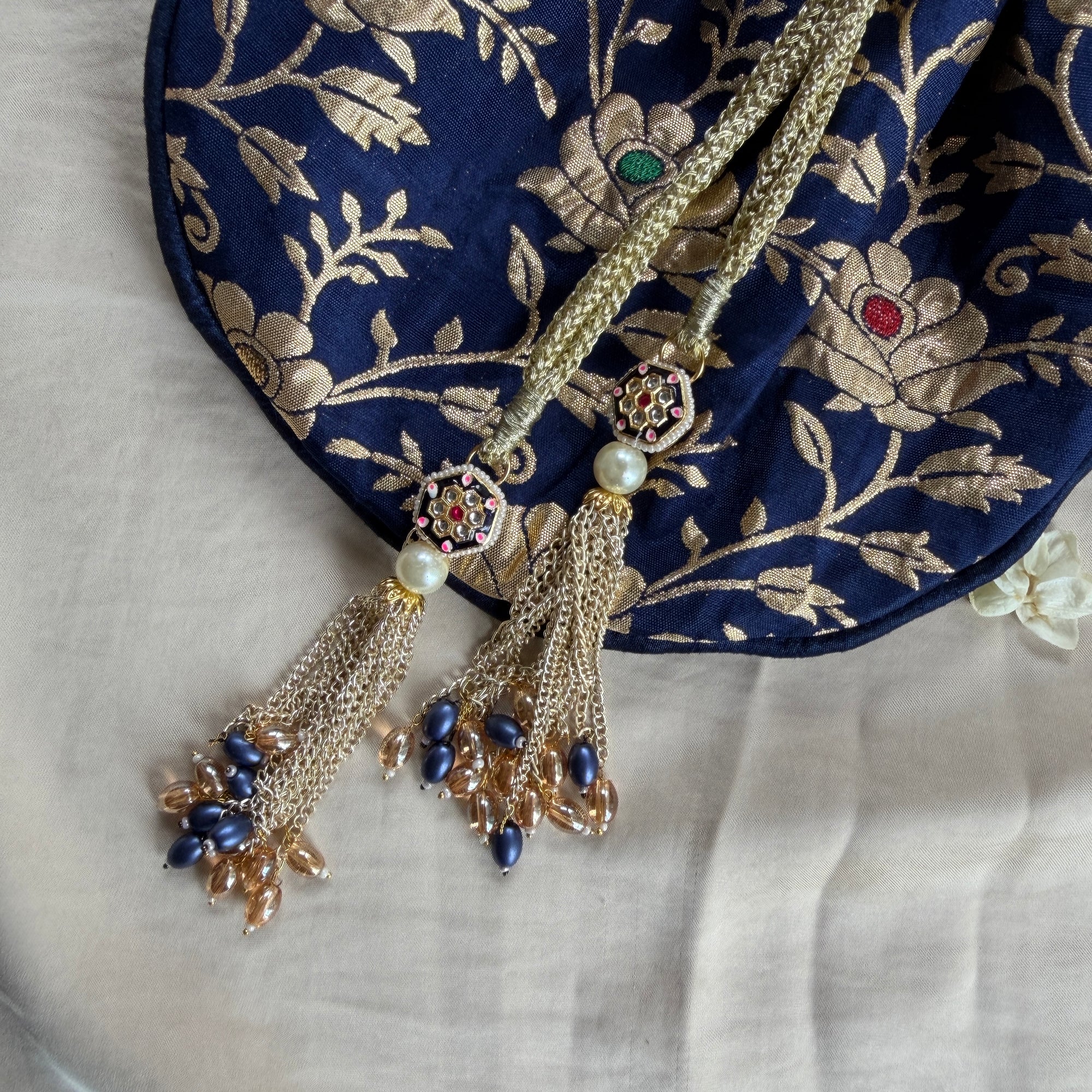 Banarasi Blue Floral Potli