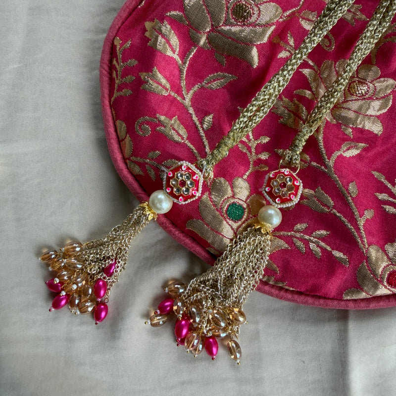 Banarasi Pink Floral Potli