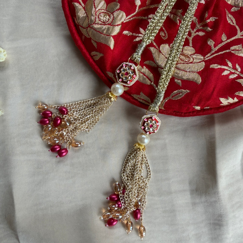 Banarasi Red Floral Potli