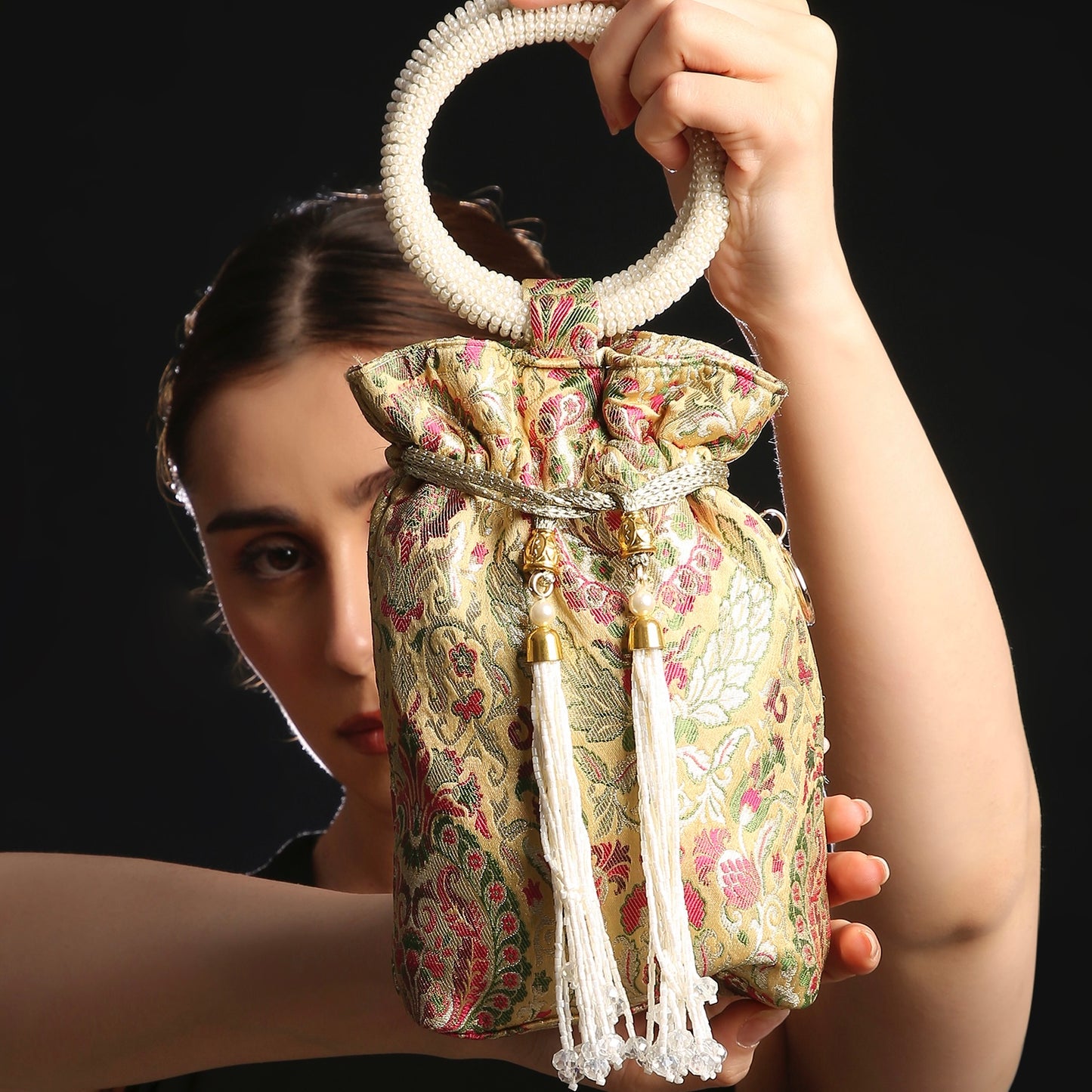 Multi-Coloured Banarasi Silk Potli