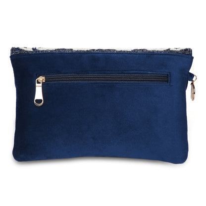 Beaded Tassel Blue Clutch
