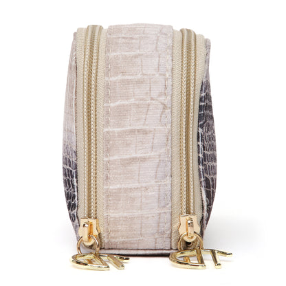 Beige Crocodile Print Sunglass Cover