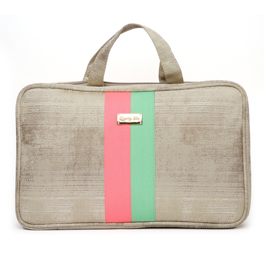 BEIGE STRIPED VANITY ORGANISER