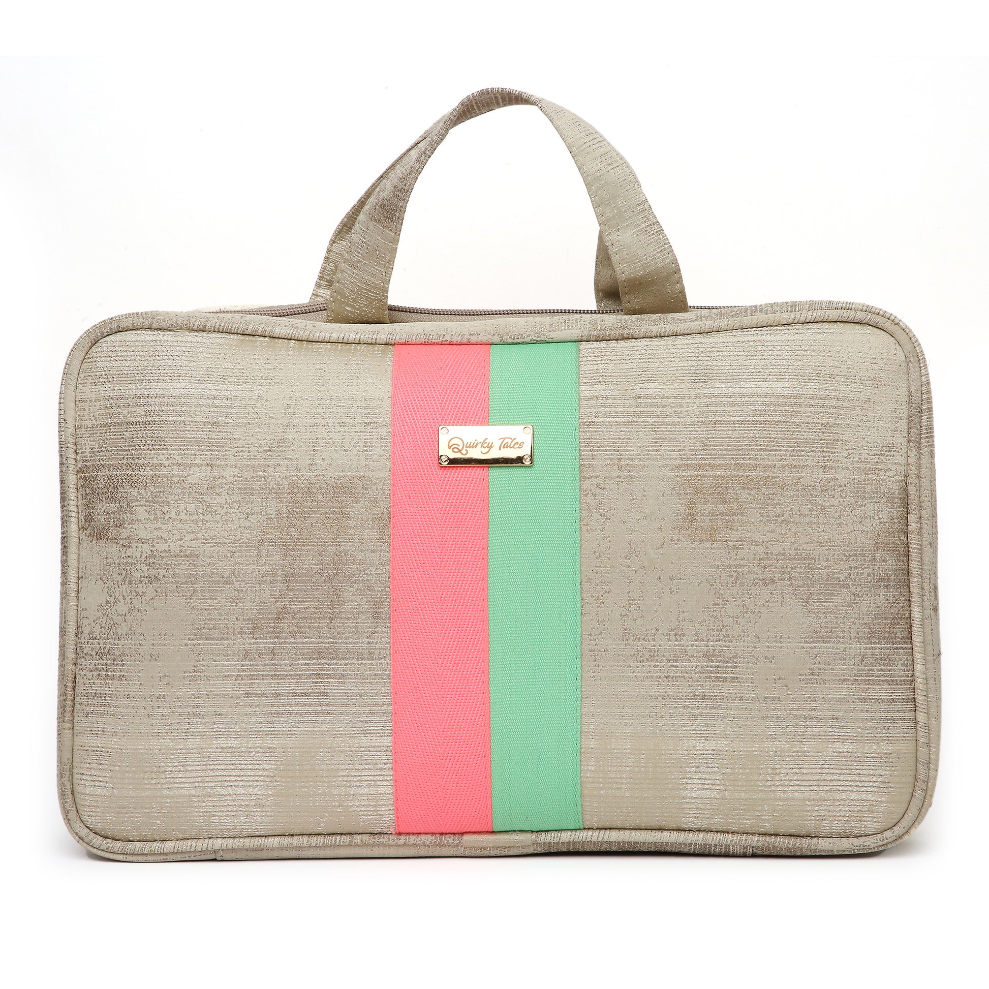 Beige Stripped Vanity Organizer