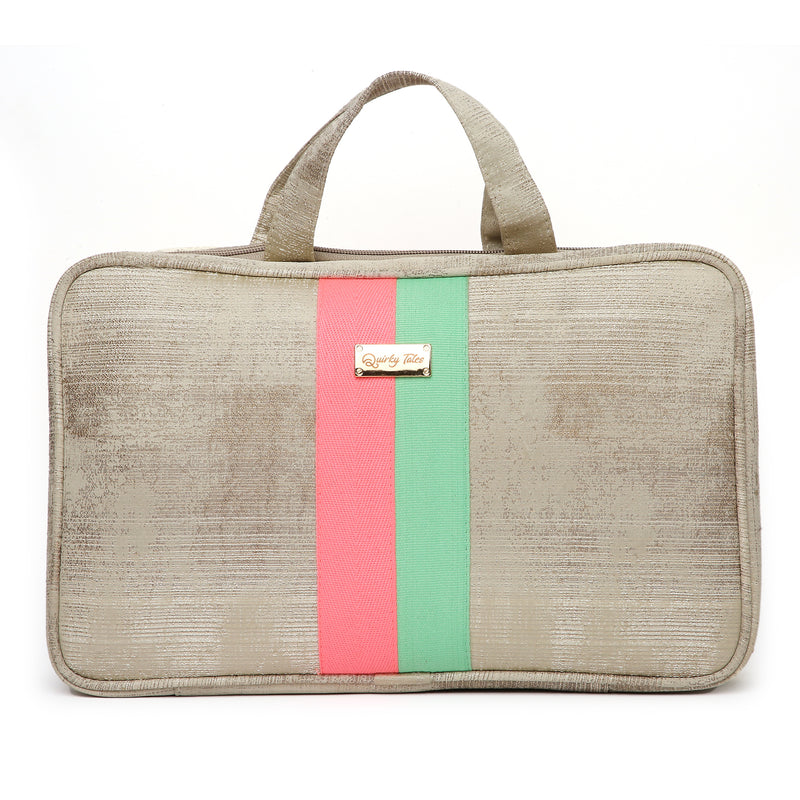 BEIGE STRIPED VANITY ORGANISER