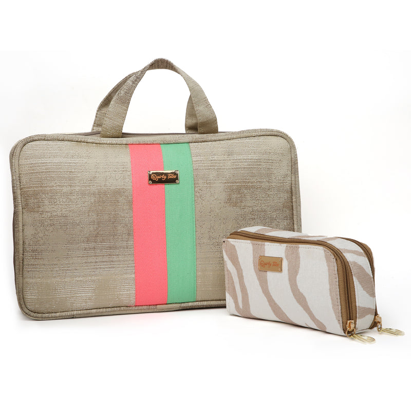 BEIGE STRIPED VANITY ORGANISER