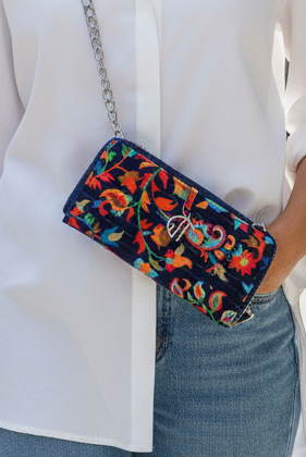 Floral Print Blue Wallet