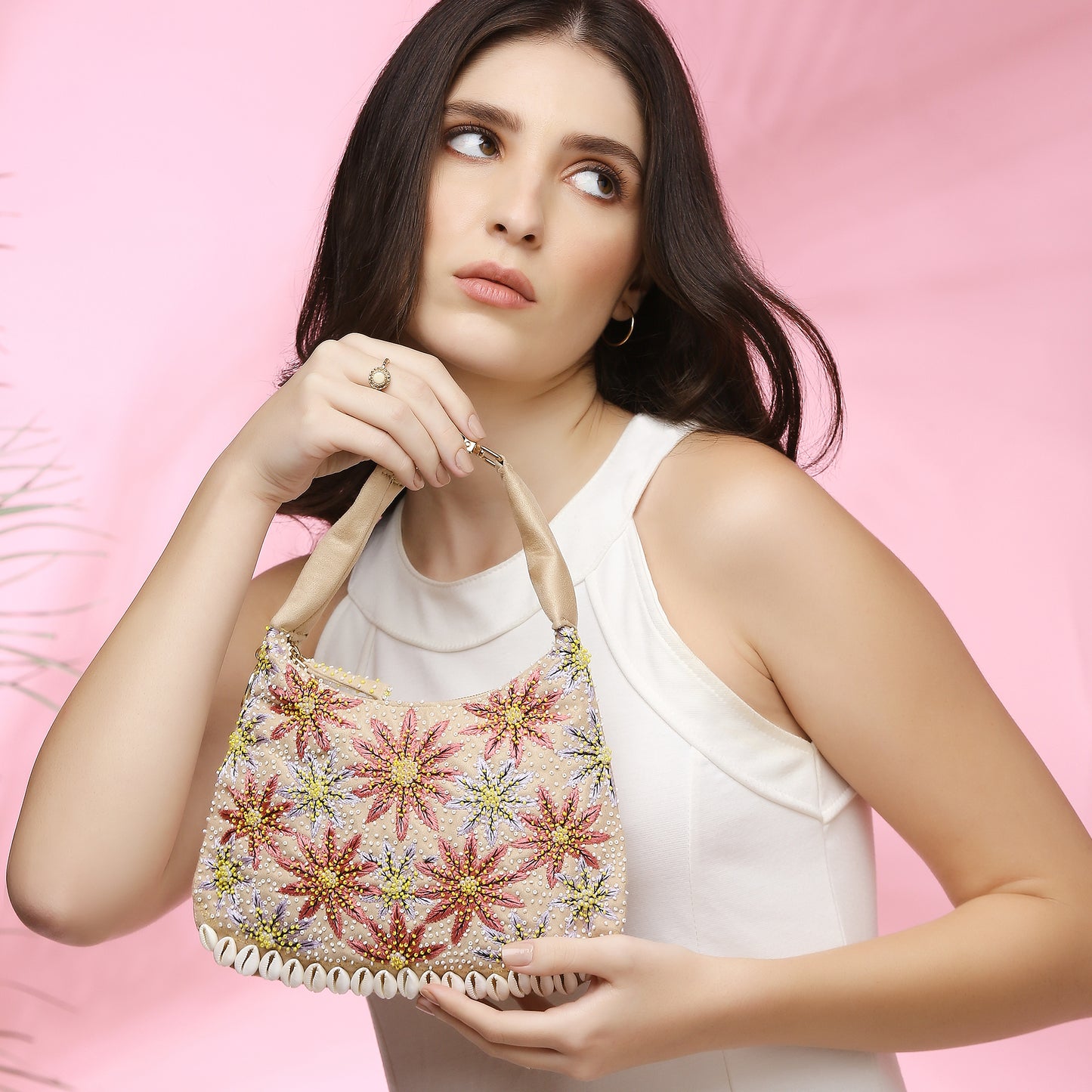 Kashida Boho Mini Off-white Handbag