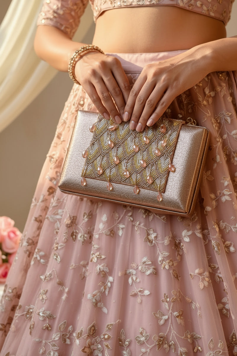 Chloee Rosegold Box Clutch