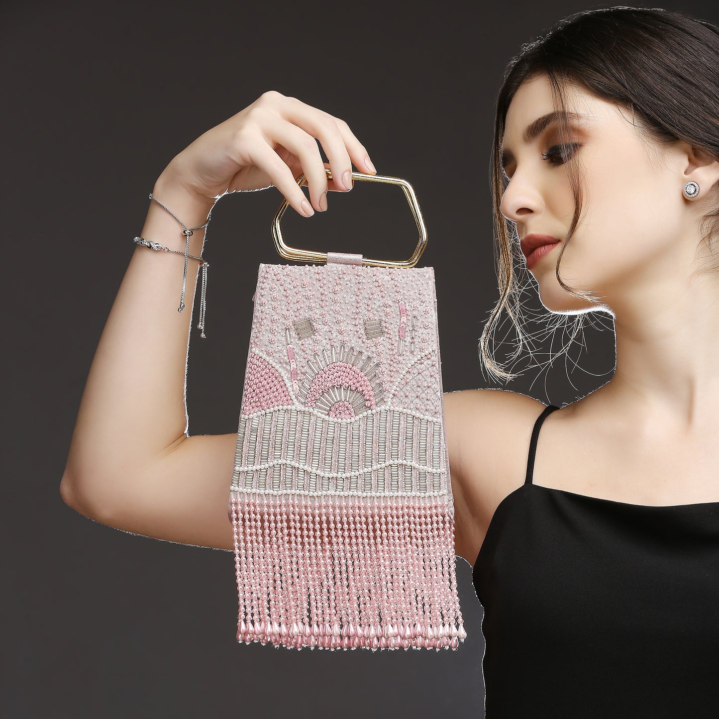 Demi Pink Embellished Handbag