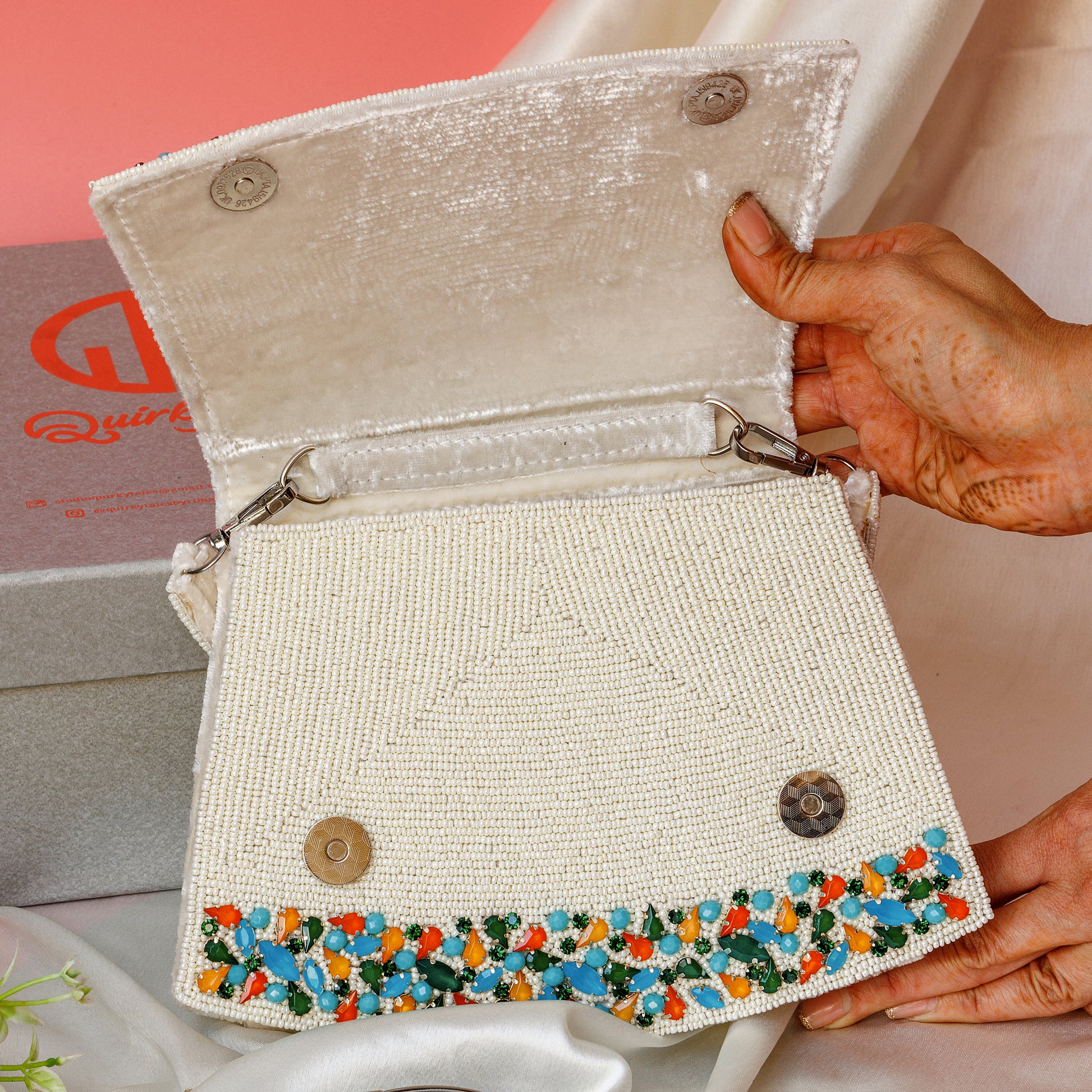 Elara White Flap handbag