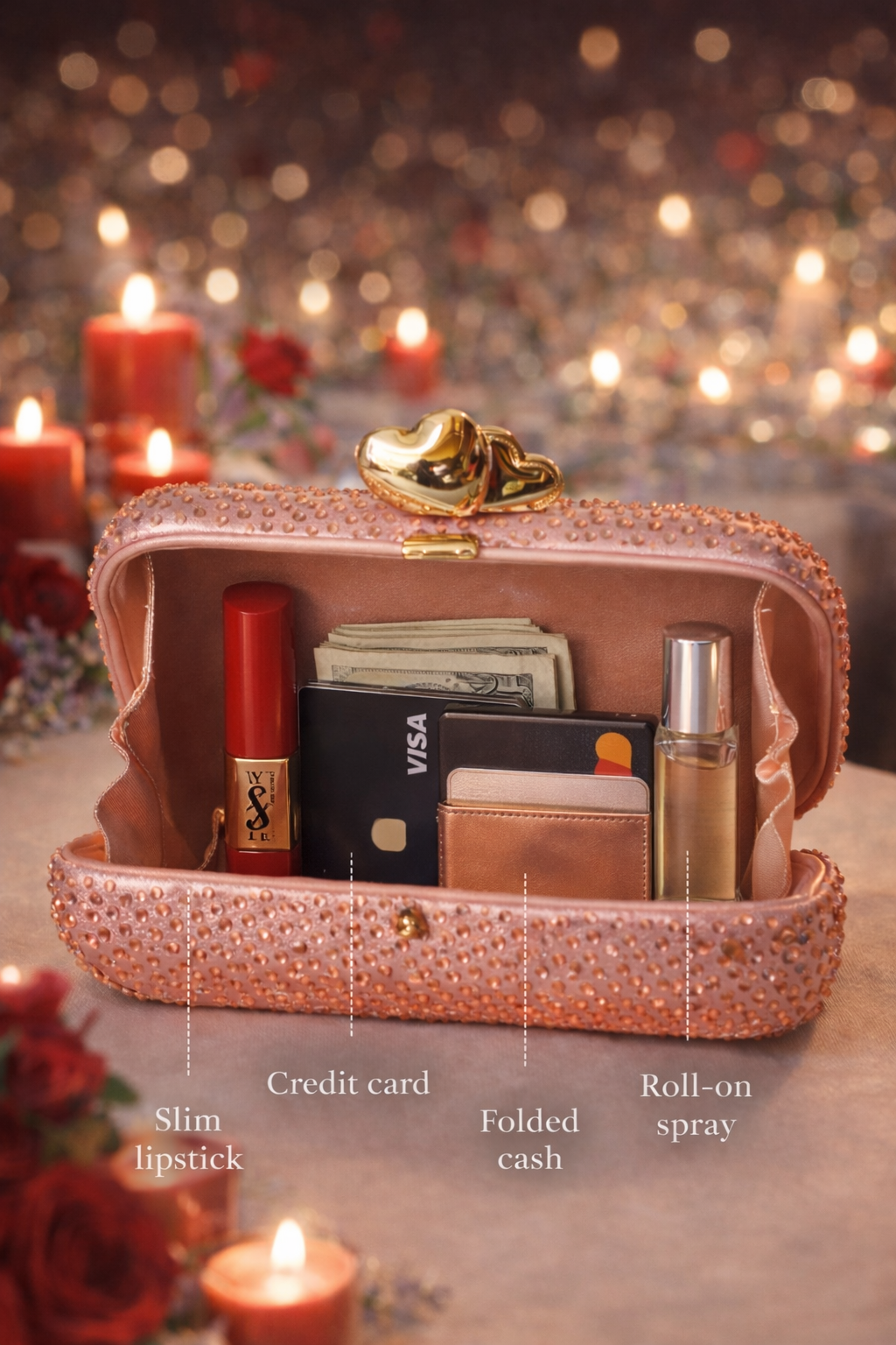 Esabelle Pink Capsule Clutch