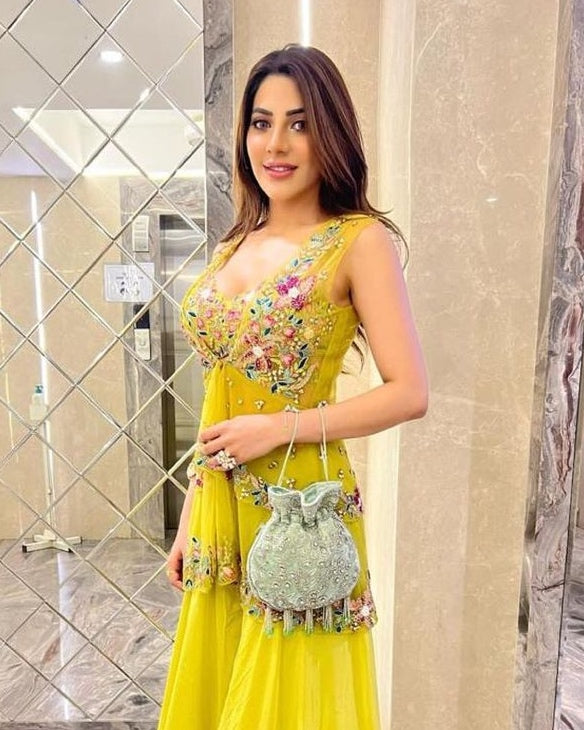 Ava Green Velvet Potli