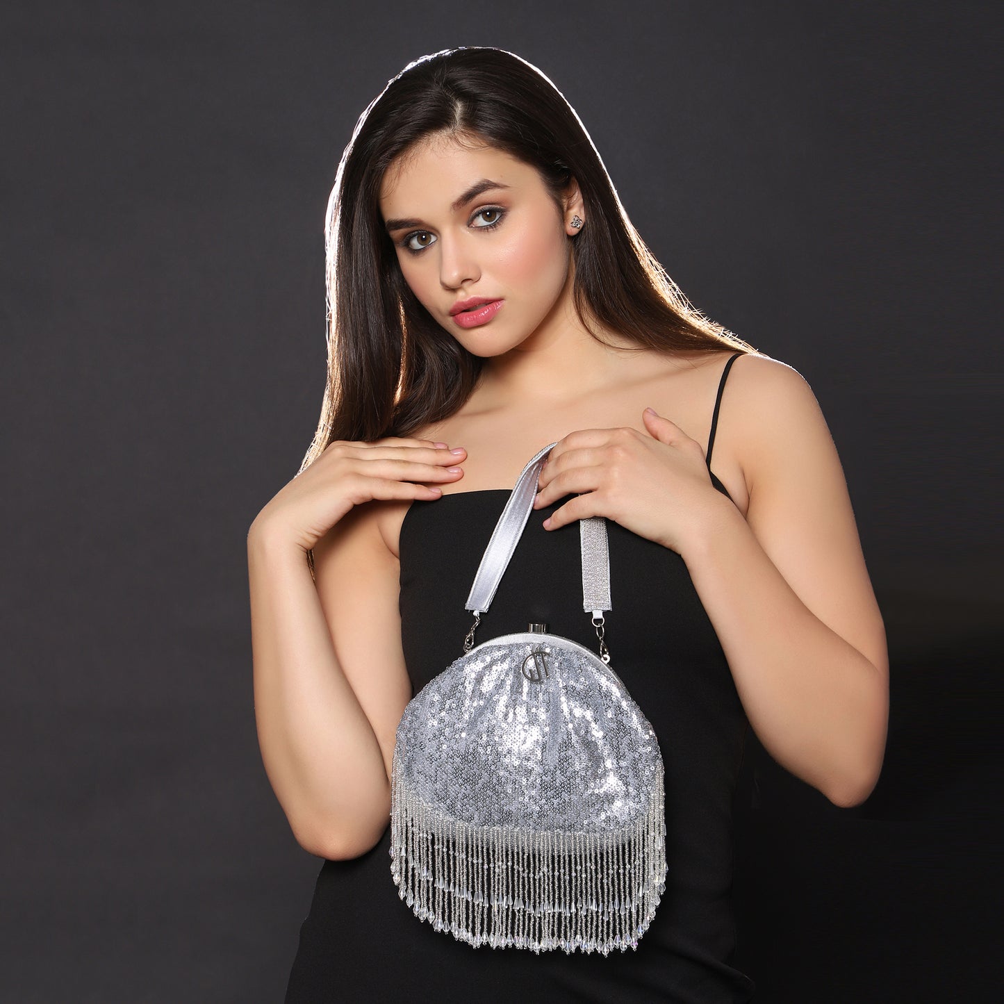 Glittoria  Silver Sequence Purse Handbag