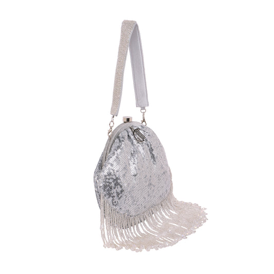 Glittoria  Silver Sequence Purse Handbag