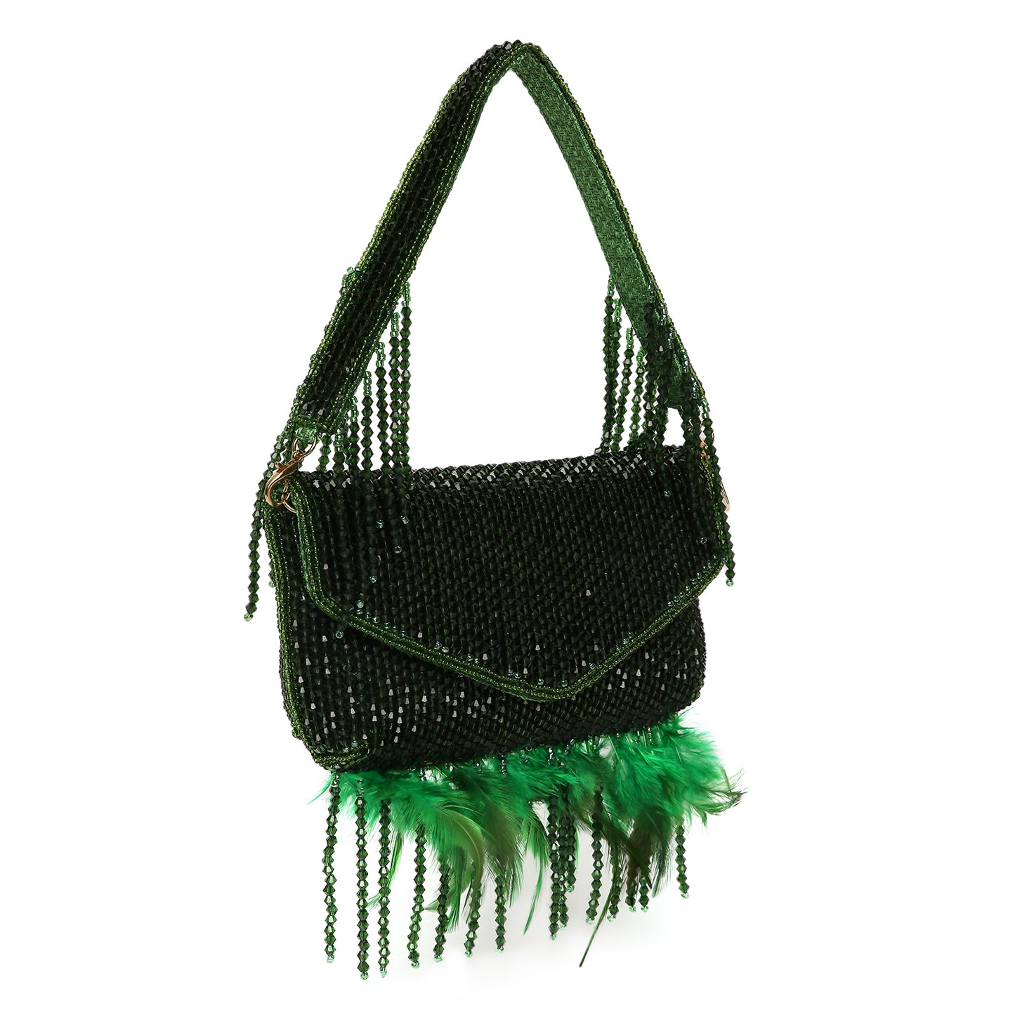 ladies green clutch bag