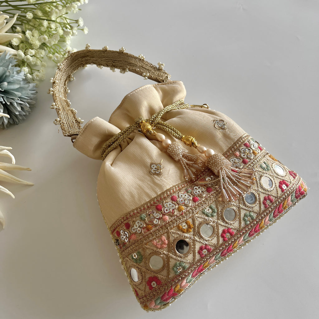 Beige Multi Colour Potli