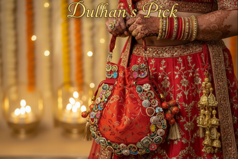 Banarasi Kundan Vibrant Red Potli Bag